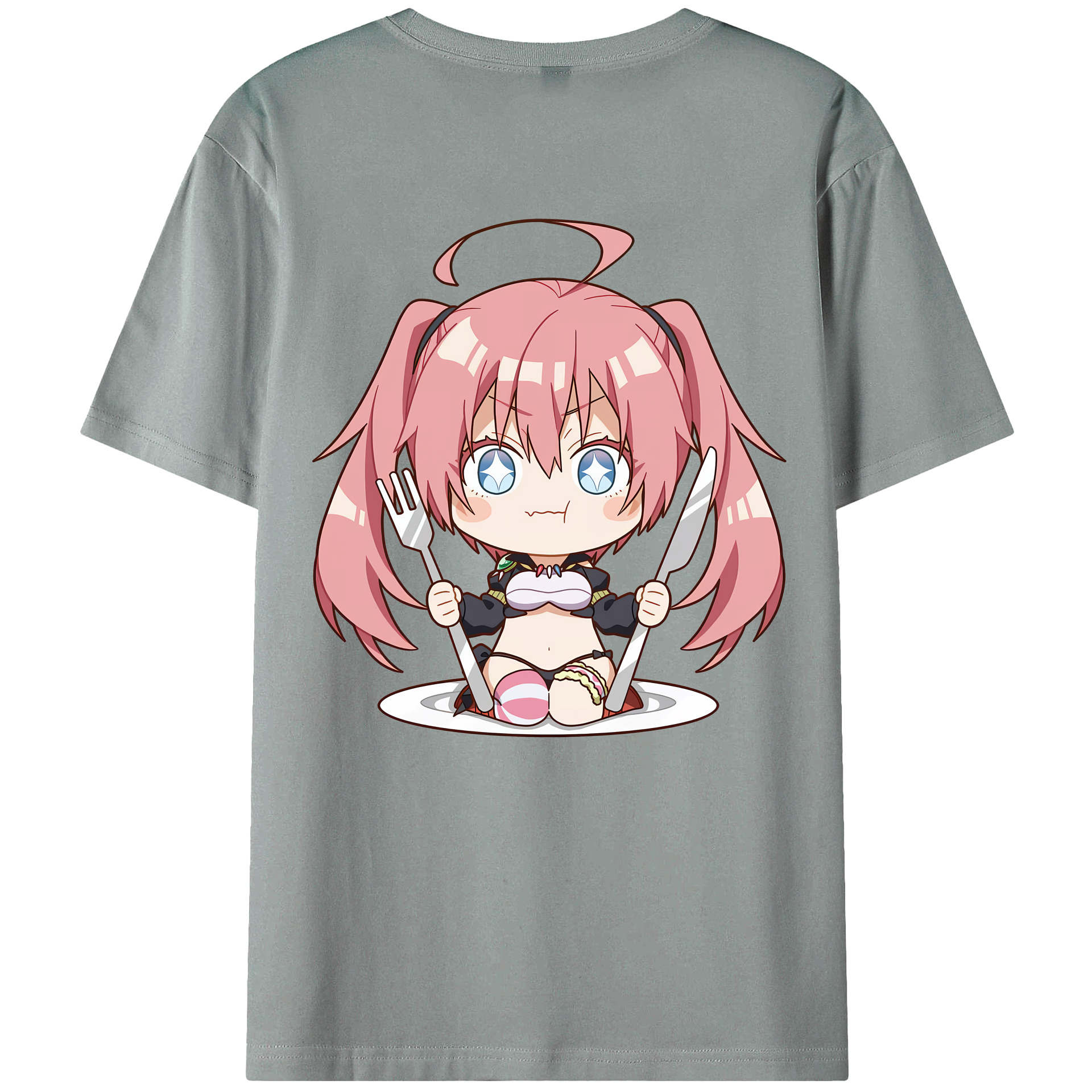 （画像用） 転スラ Regarding Reincarnated to Slime 綿100％ メンズ半袖Tシャツ（バックプリント） 通気性